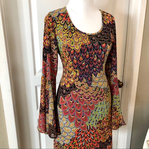 Peacock Bell Sleeved MSK Dress - Picture 2 of 8